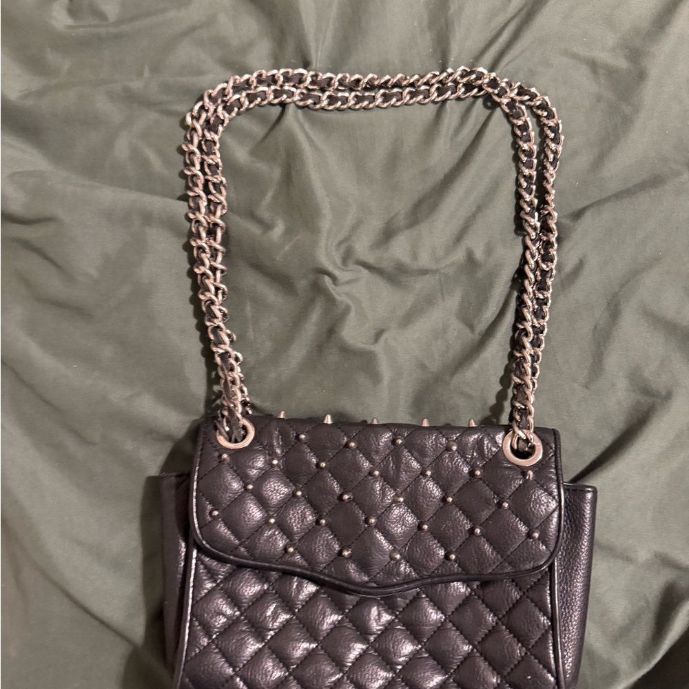 Rebecca Minkoff Quilted Black Leather Crossbody Bag with Chain Strap - Picture 2 of 4